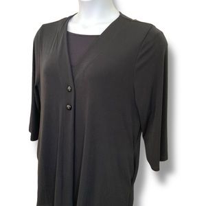 Coldwater Creek Black 2 Button 3/4 Length Sleeve Cardigan